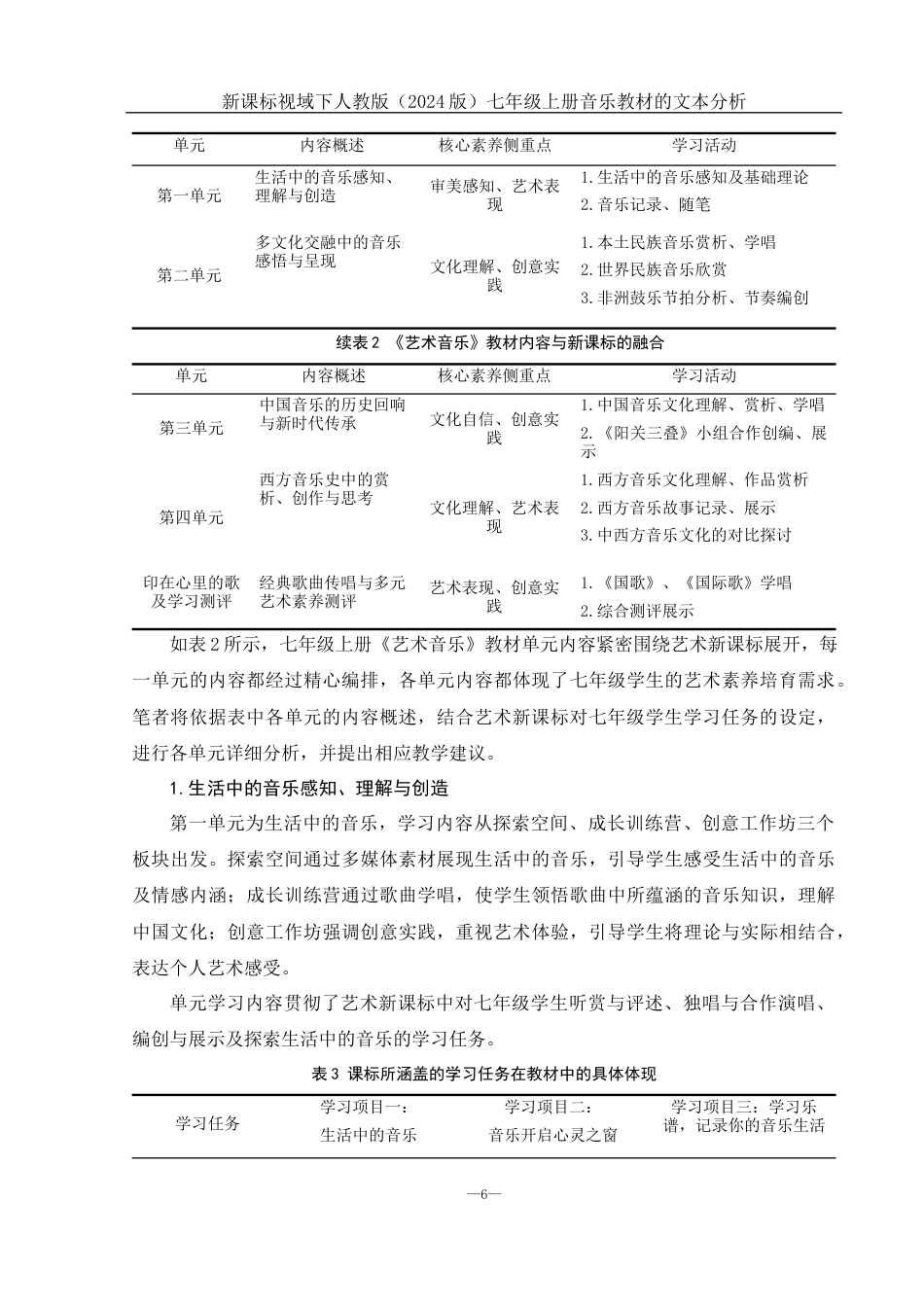 25年WH音乐学 新课标视域下人教版（2024版）七年级上册音乐教材的文本分析13.71-AI17.48-约11766字符.docx_第7页
