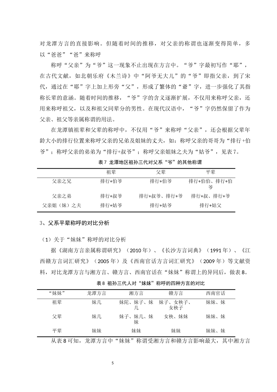 25年WH汉语言文学 怀化溆浦县龙潭辖区方言亲属称谓词研究4.47-AI8.4-约11020字符.docx_第7页