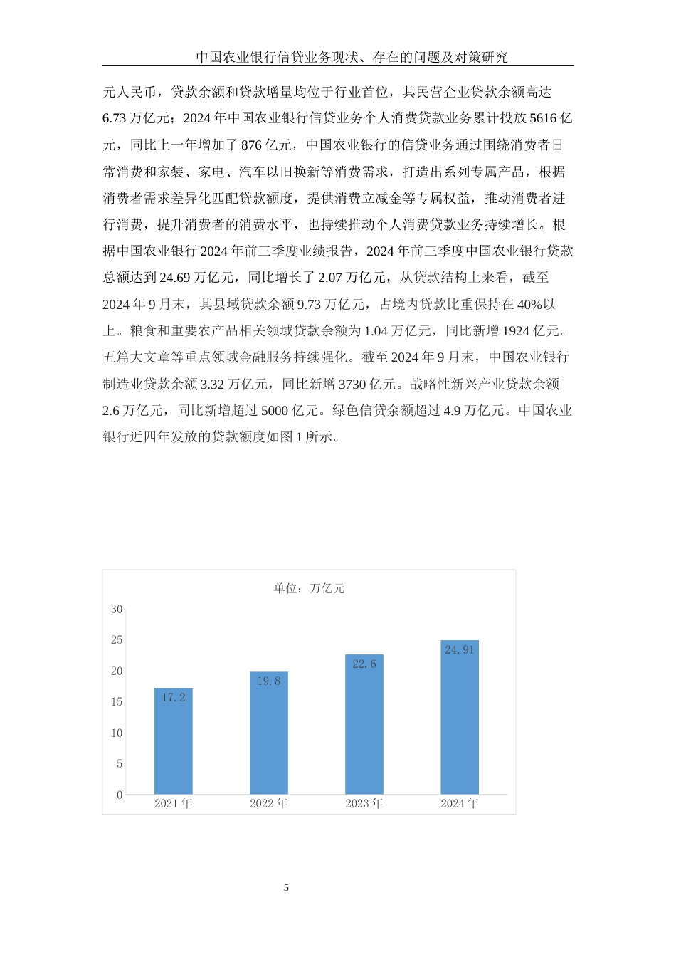 25年WH金融工程 中国农业银行信贷业务现状、存在的问题及对策研究21.8-AI9.85-约11570字符.docx_第6页