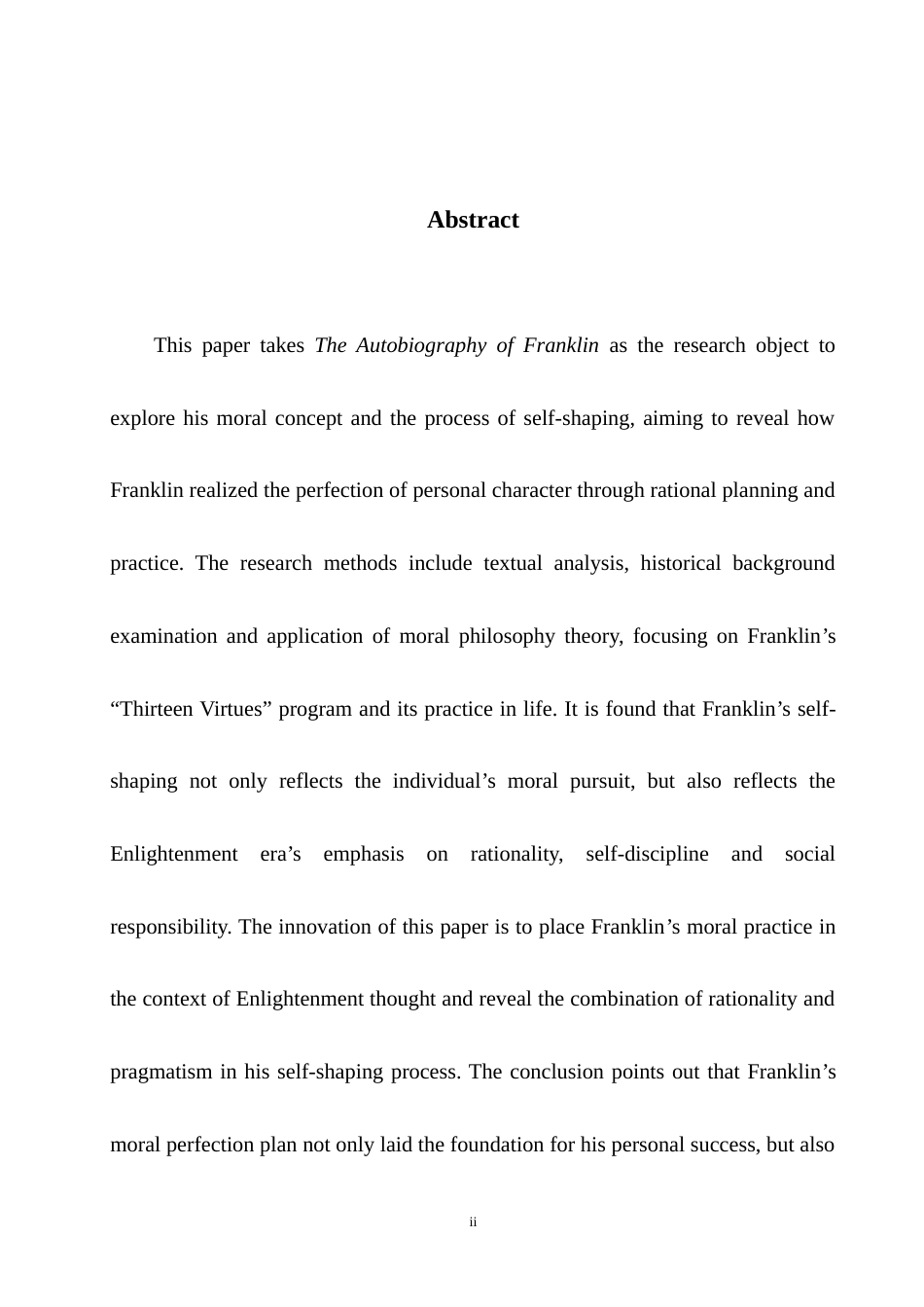 25年WH英语  iography of Franklin The case of Benjamin Franklin《富兰克林自传》中的道德与自我塑造研究 ——以本杰明·富兰克林为例0.47-AI24.51-约38042字符.doc_第6页