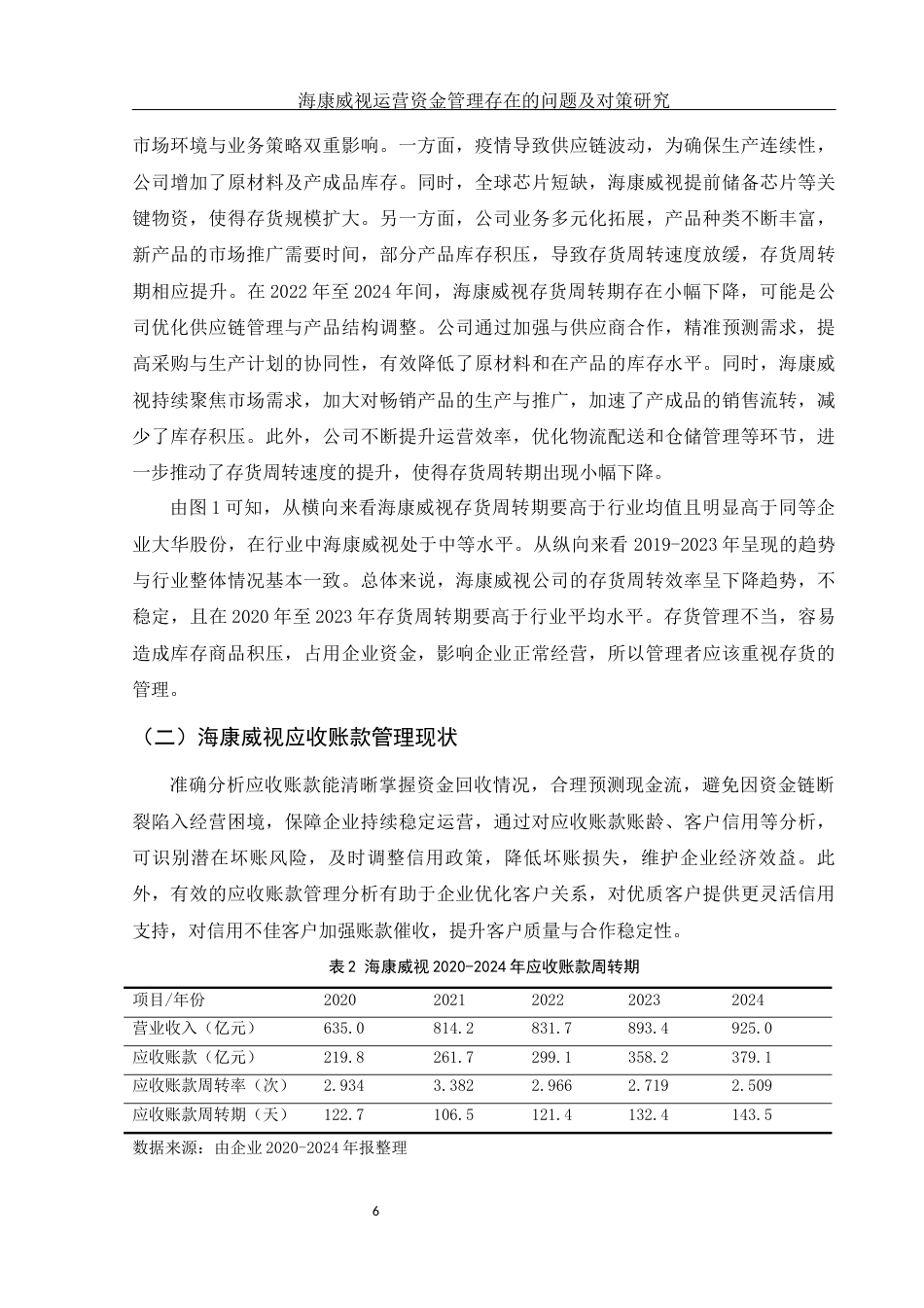 25年WH财务管理 海康威视营运资金管理存在的问题及对策研究14.45-AI11.09-约14067字符.docx_第7页