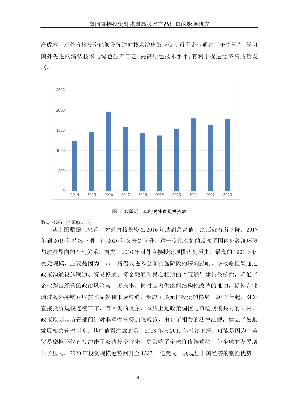 25年WH国际经济与贸易 双向直接投资对我国高技术产品出口的影响研究9.79-AI16.21-约10058字符.docx_第5页