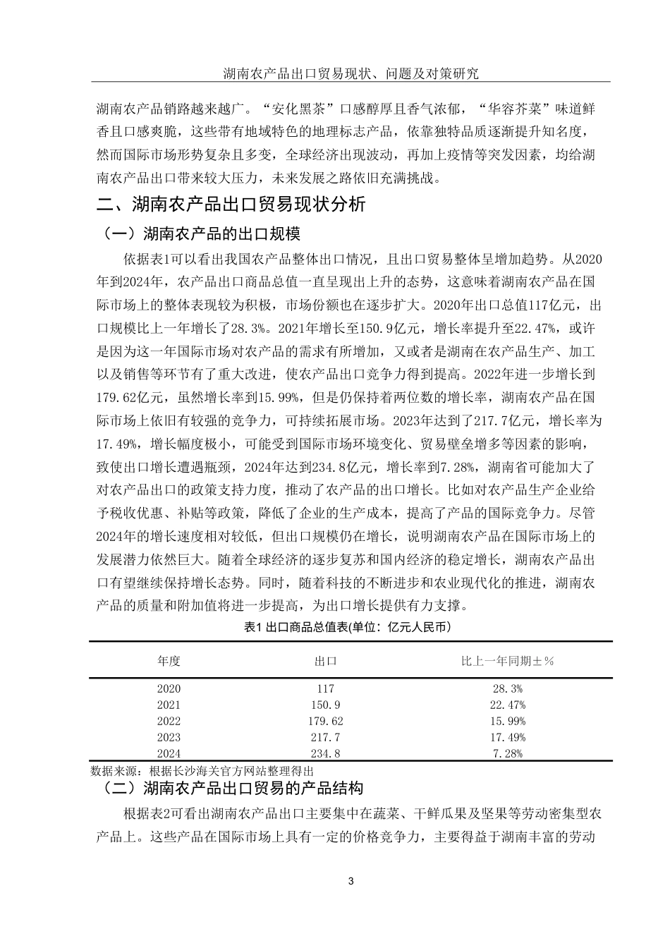25年WH国际经济与贸易 湖南农产品出口贸易现状、问题及对策研究6.86-AI11.28-约11957字符.doc_第5页