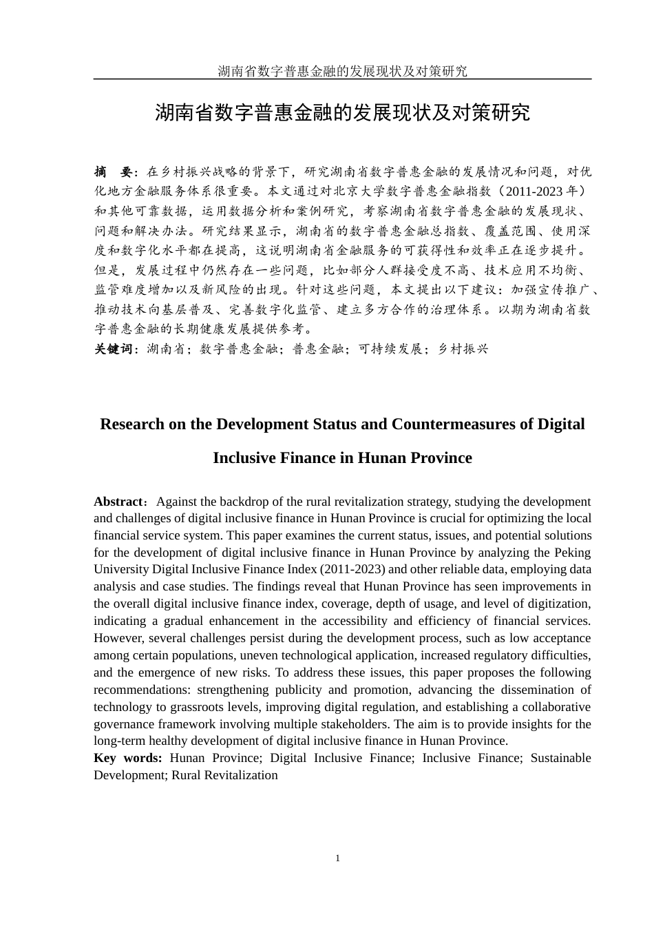 25年WH金融工程 湖南省数字普惠金融的发展现状及对策研究11.96-AI25.65-约12249字符.docx_第2页
