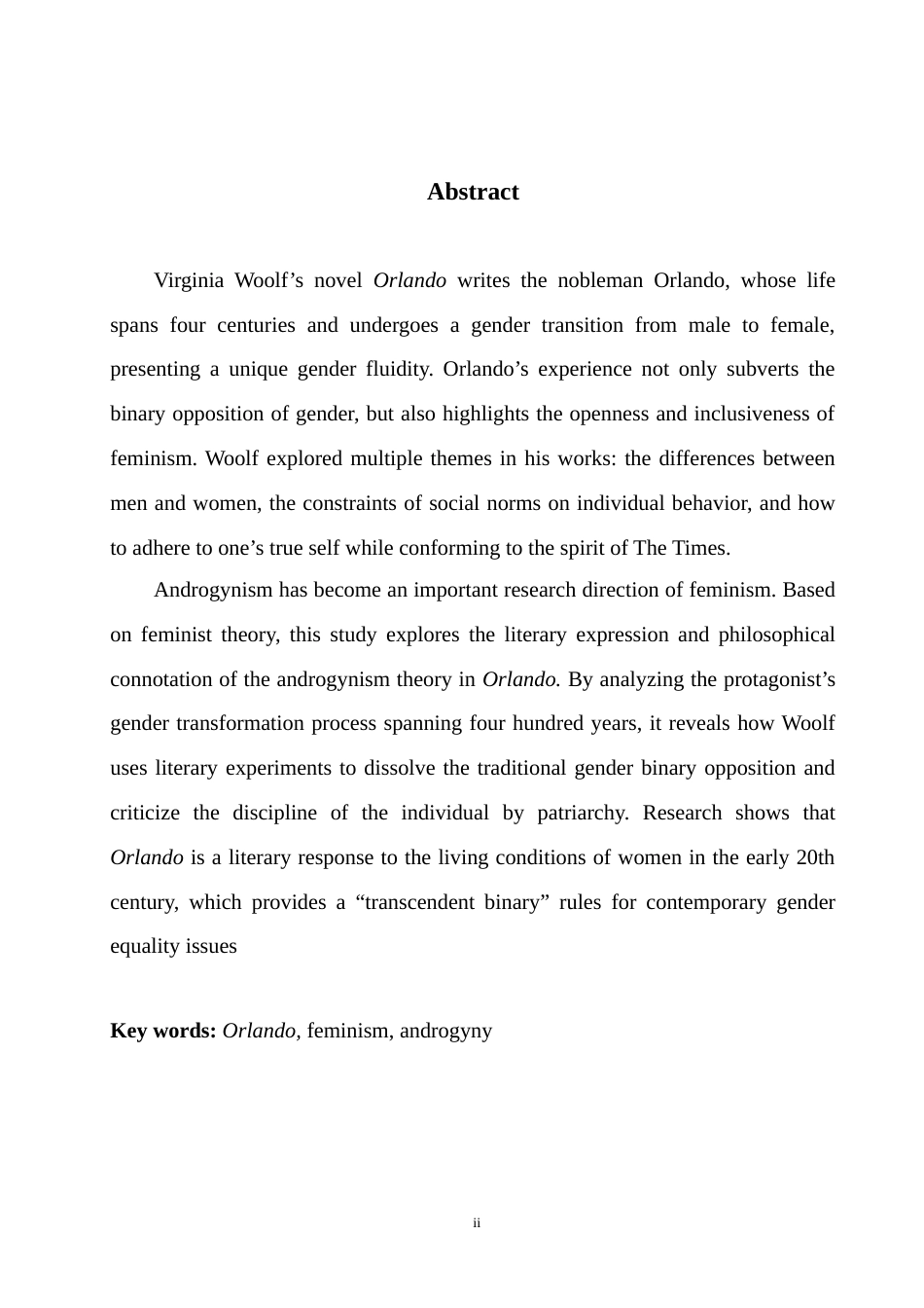 25年WH英语 Feminis rlando女性主义角度浅析双性同体论在《奥兰多》中的体现4.65-AI36.07-约33091字符.docx_第6页