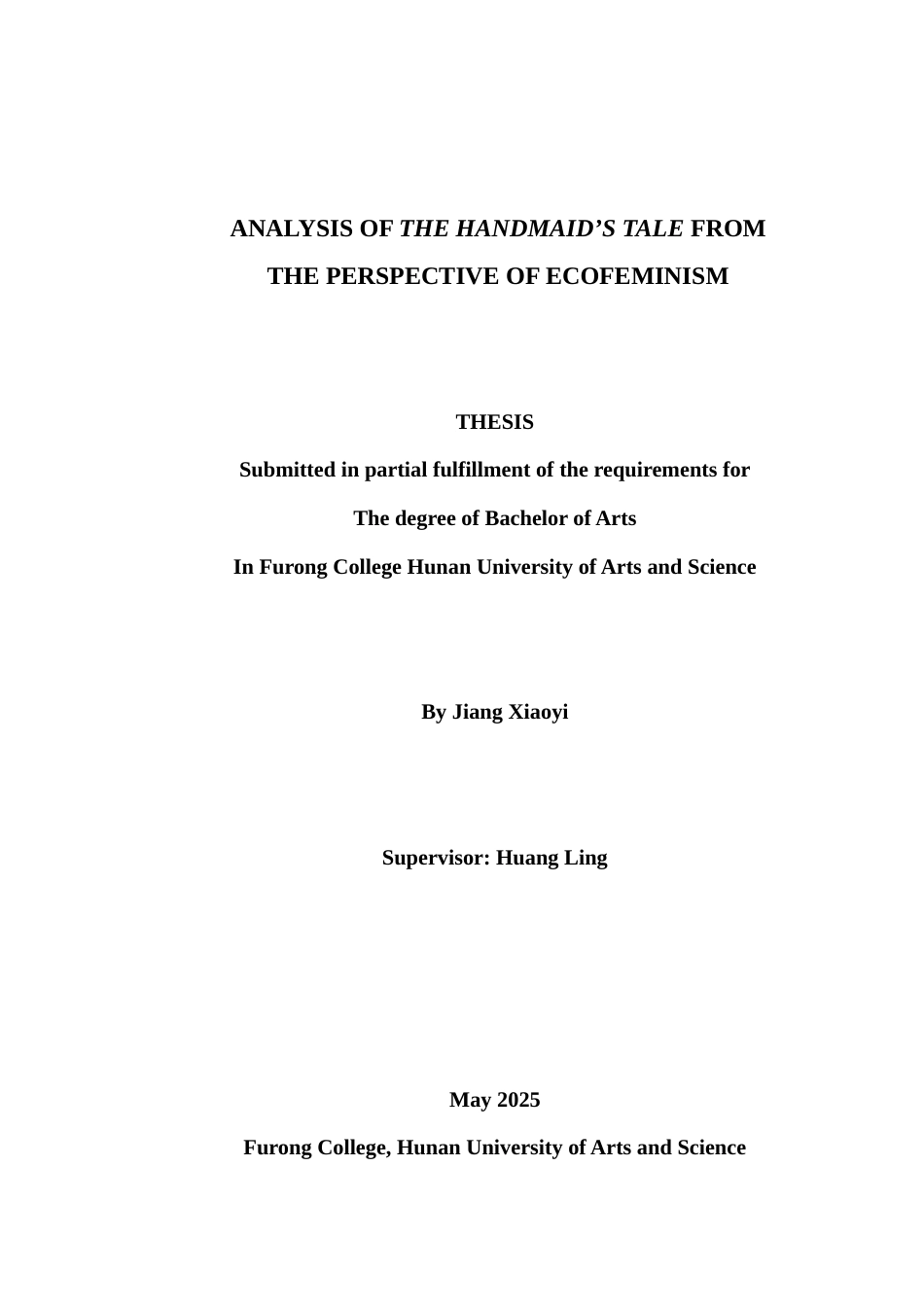 25年WH英语 Analysis of The Han f Ecofeminism从生态女性主义角度浅析《使女的故事》14.32-AI16.87-约36208字符.docx_第2页