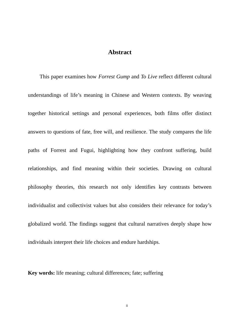 25年WH英语 On the Meaning  Live比较中西文化视角下的生命意义——以《阿甘正传》与《活着》为例0.29-AI16.15-约23220字符.docx_第5页