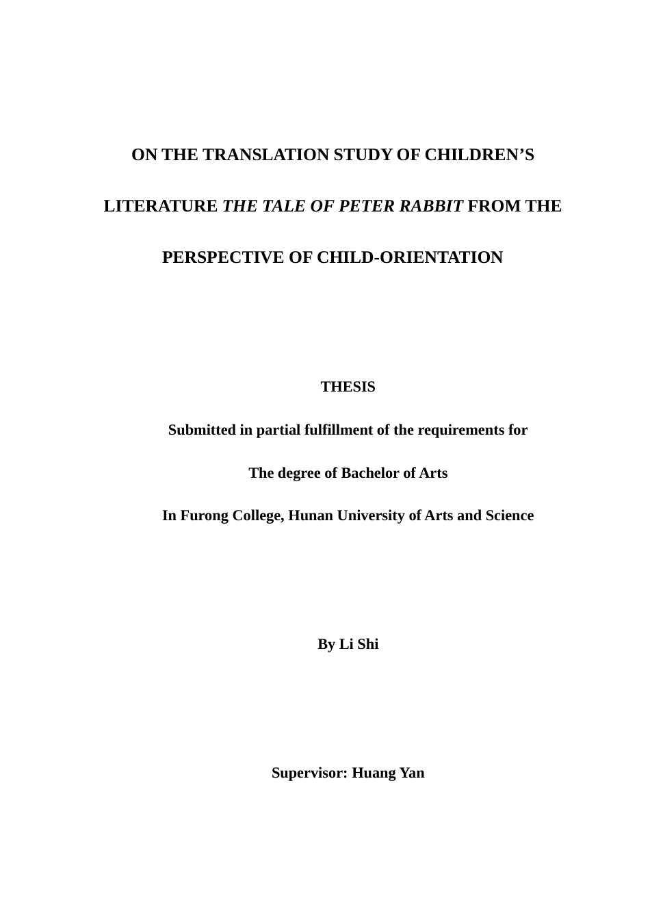 25年WH英语 R he Perspective of Child-Orientation儿童本位论视角下儿童文学翻译《彼得兔的故事》汉译本研究9.3-AI15.91-约38635字符.docx_第1页
