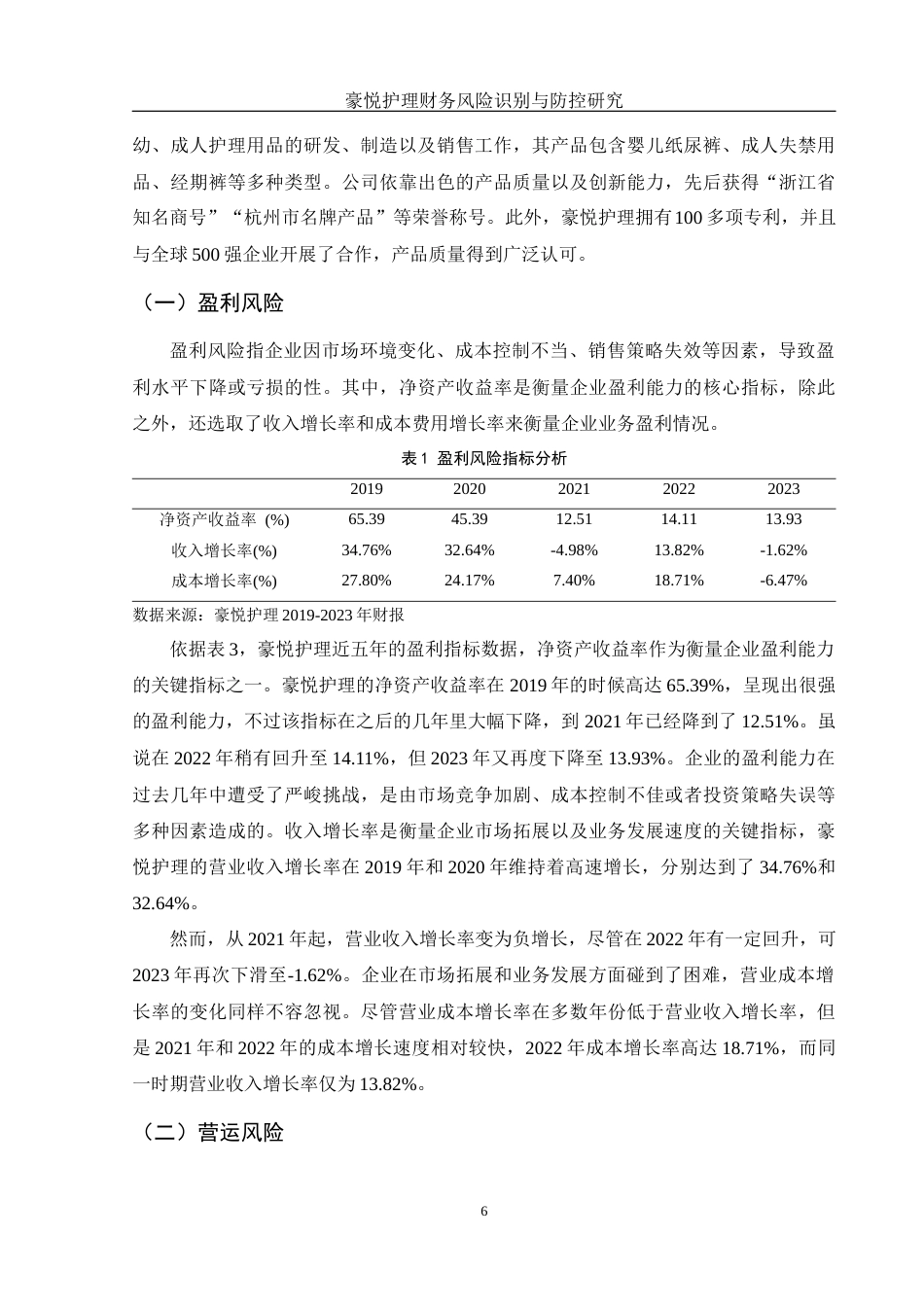 25年WH财务管理 豪悦护理财务风险识别与防控研究12.01-AI28.39-约8913字符.docx_第6页