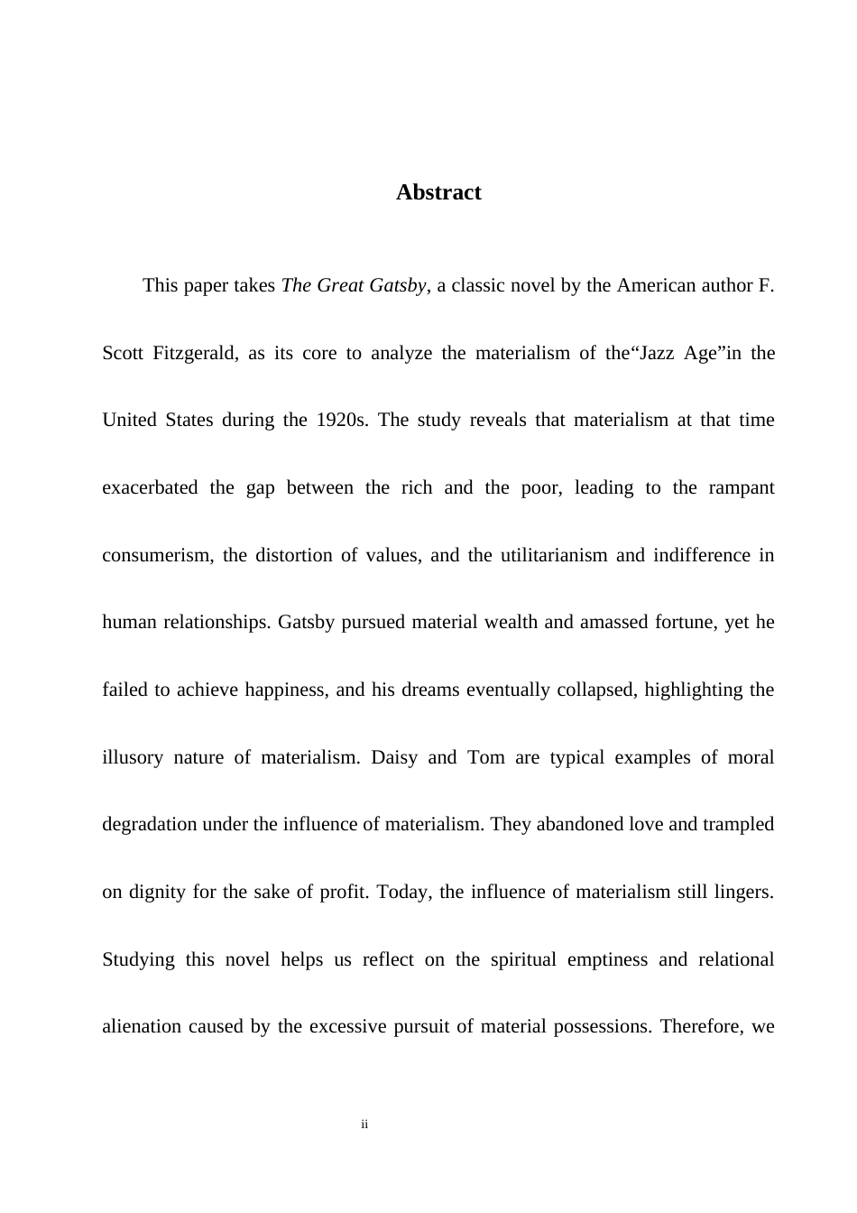 25年WH英语 Criticism of Materialis in The Great Gatsby《了不起的盖茨比》中的物质主义批判0.77-AI16.89_1-约30398字符.docx_第5页