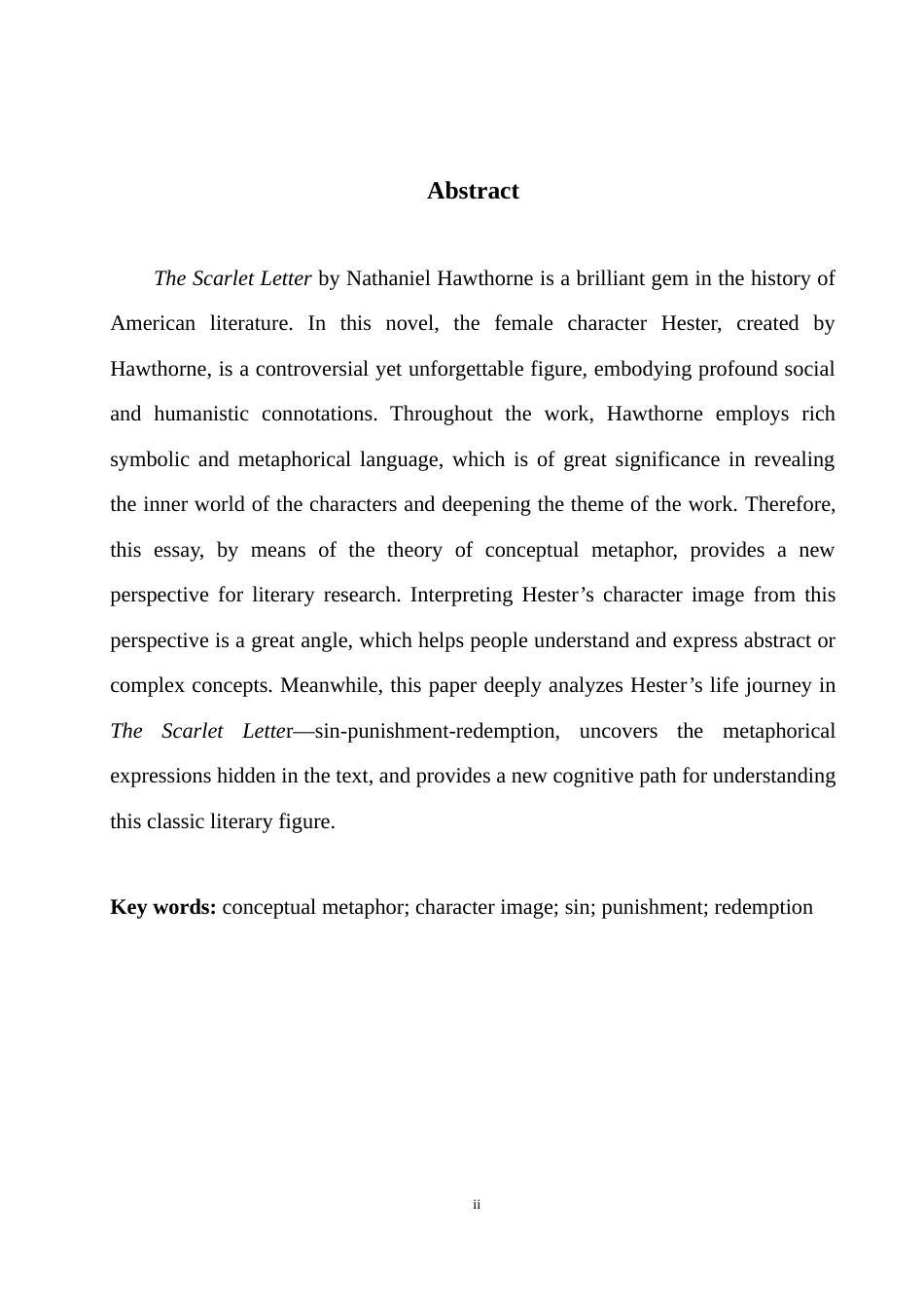 25年WH英语 An Interpr  Metaphor从概念隐喻视角解读《红字》中海丝特的人物形象5.34-AI20.98-约34934字符.docx_第5页