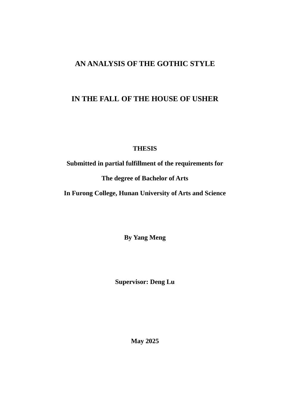 25年WH英语 An Analysi f Usher浅析《鄂榭府崩溃记》中的哥特式风格1.94-AI37.53-约29074字符.docx_第1页