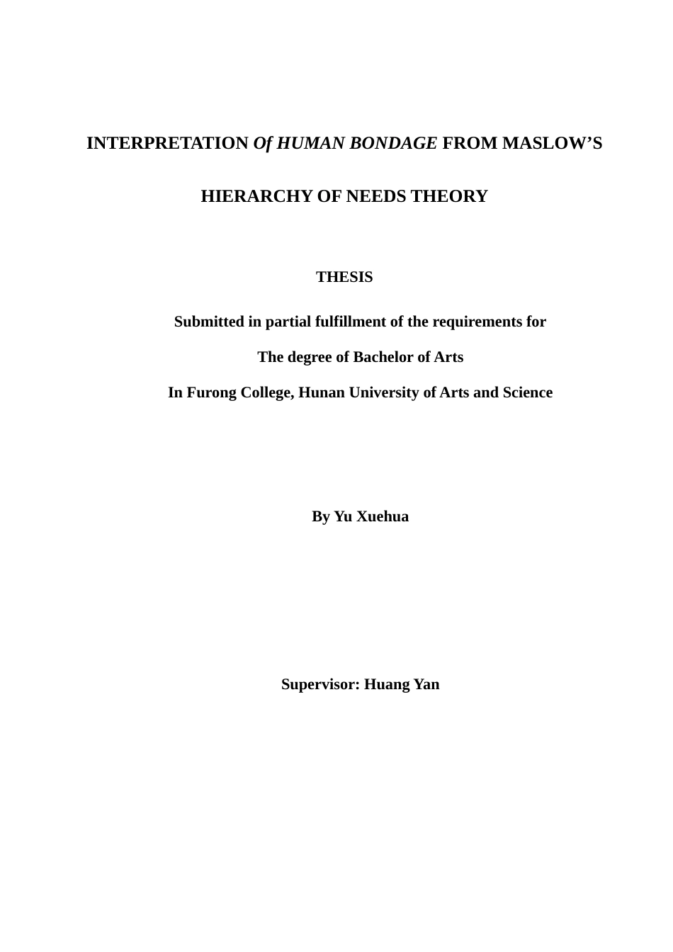 25年WH英语 Interpretation  heory从马斯洛需求层次理论解读《人性的枷锁》5.21-AI15.37-约34029字符.docx_第1页