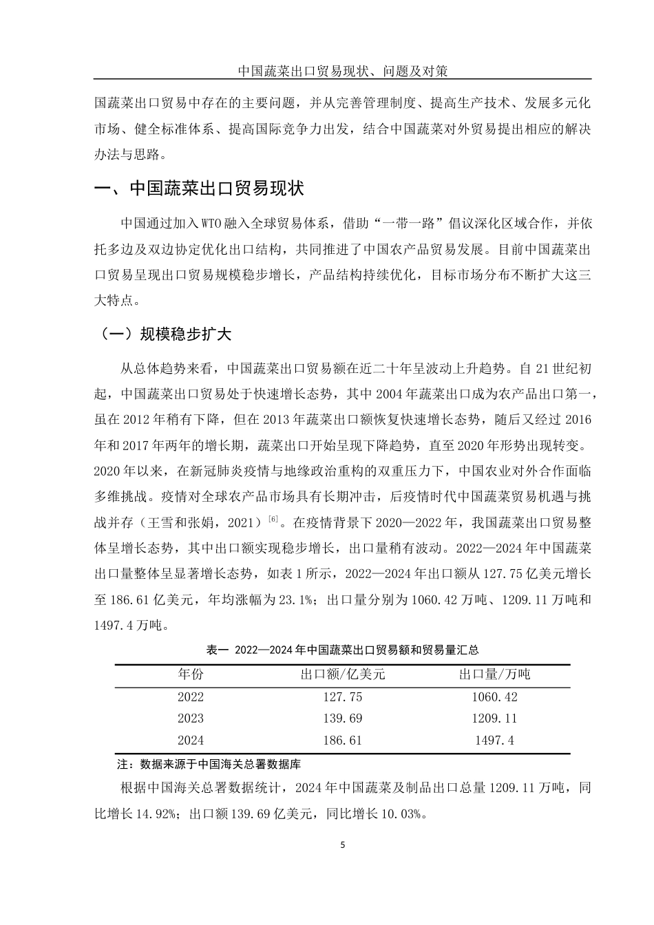 25年WH国际经济与贸易 中国蔬菜出口贸易现状、问题及对策14.71-AI36.65-约10982字符.docx_第4页