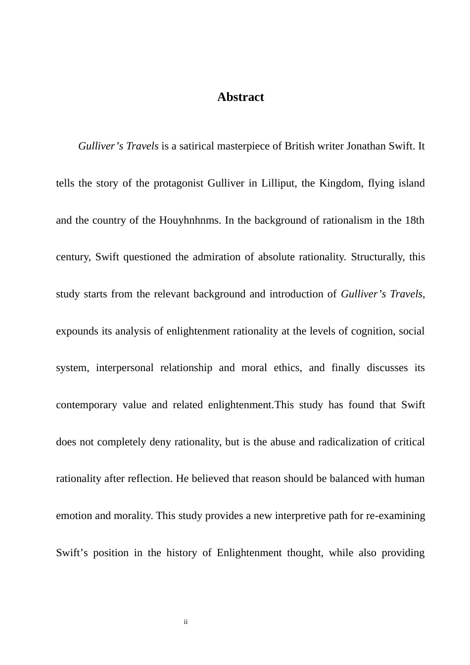 25年WH英语  ity in Gulliver's Travels《格列佛游记》中对启蒙理性的批判2.68-AI12.16-约35602字符.docx_第5页
