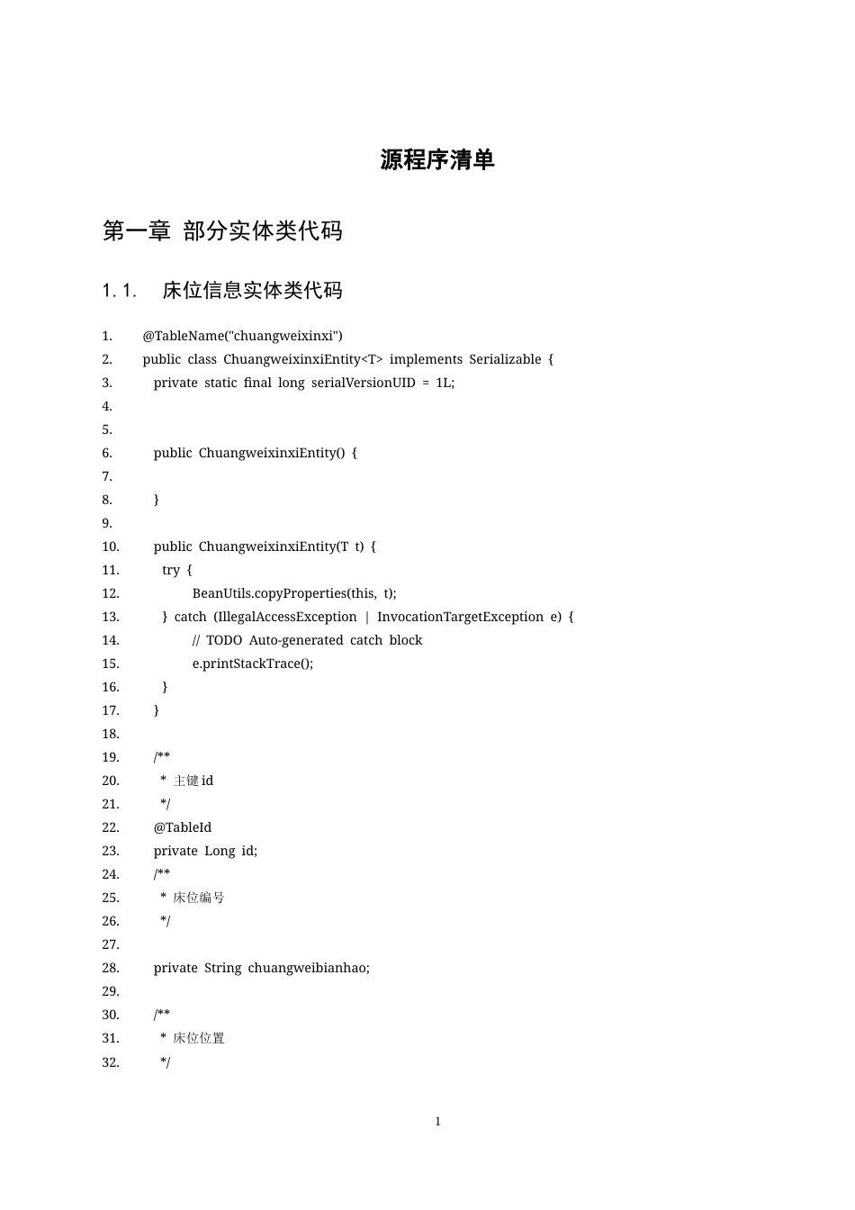 25年WH软件工程智慧养老院管理系统的设计与实现（终稿）.docx 关键词：养老院管理，SpringBoot，MySQL，Java 附录8.源程序清单-约8787字符.docx_第1页