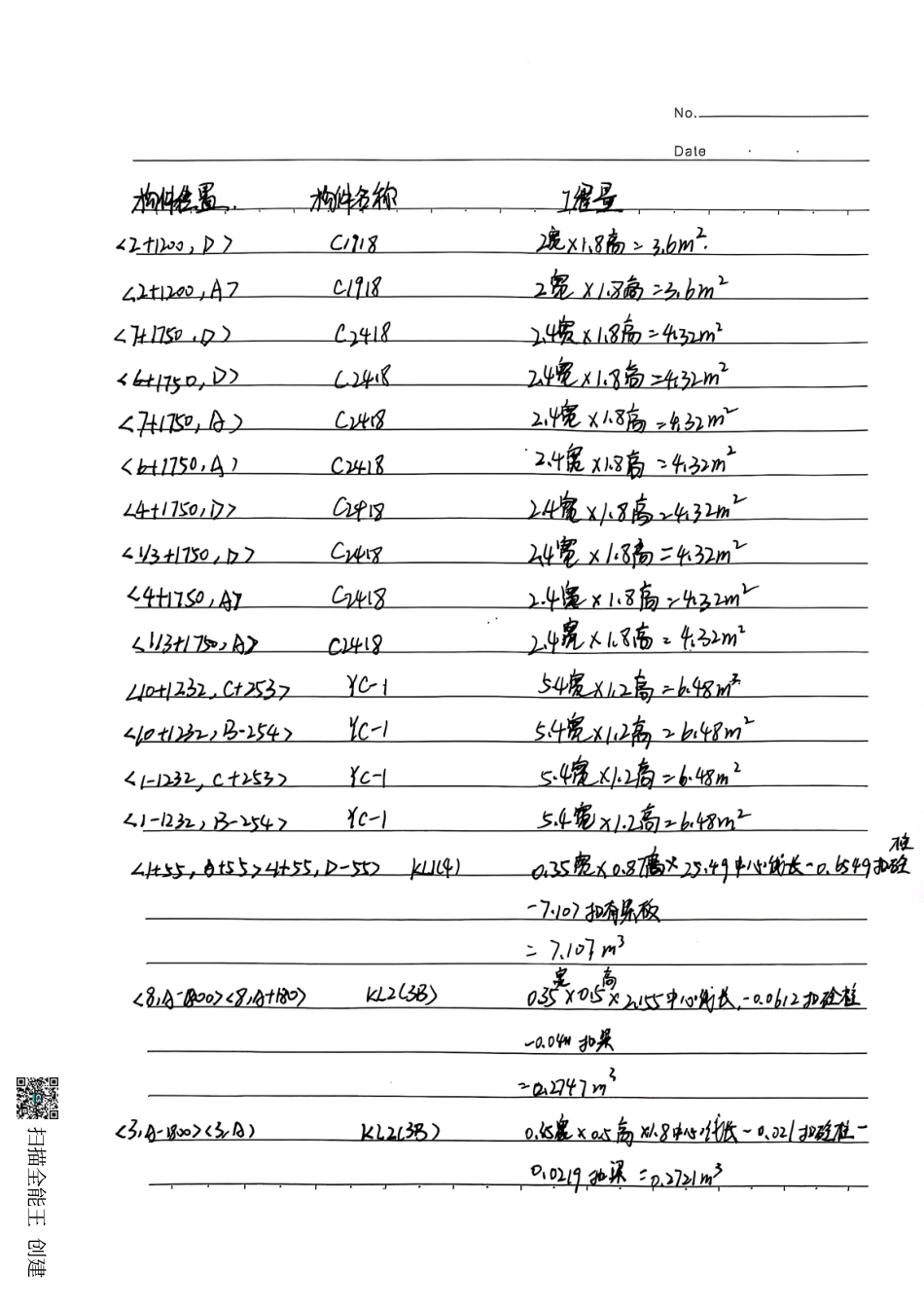 25年CH工程管理-淄博市区机关第-宿舍23号楼施工组织设计与施工图预算-附件工程量计算-层手算稿终版.pdf_第6页