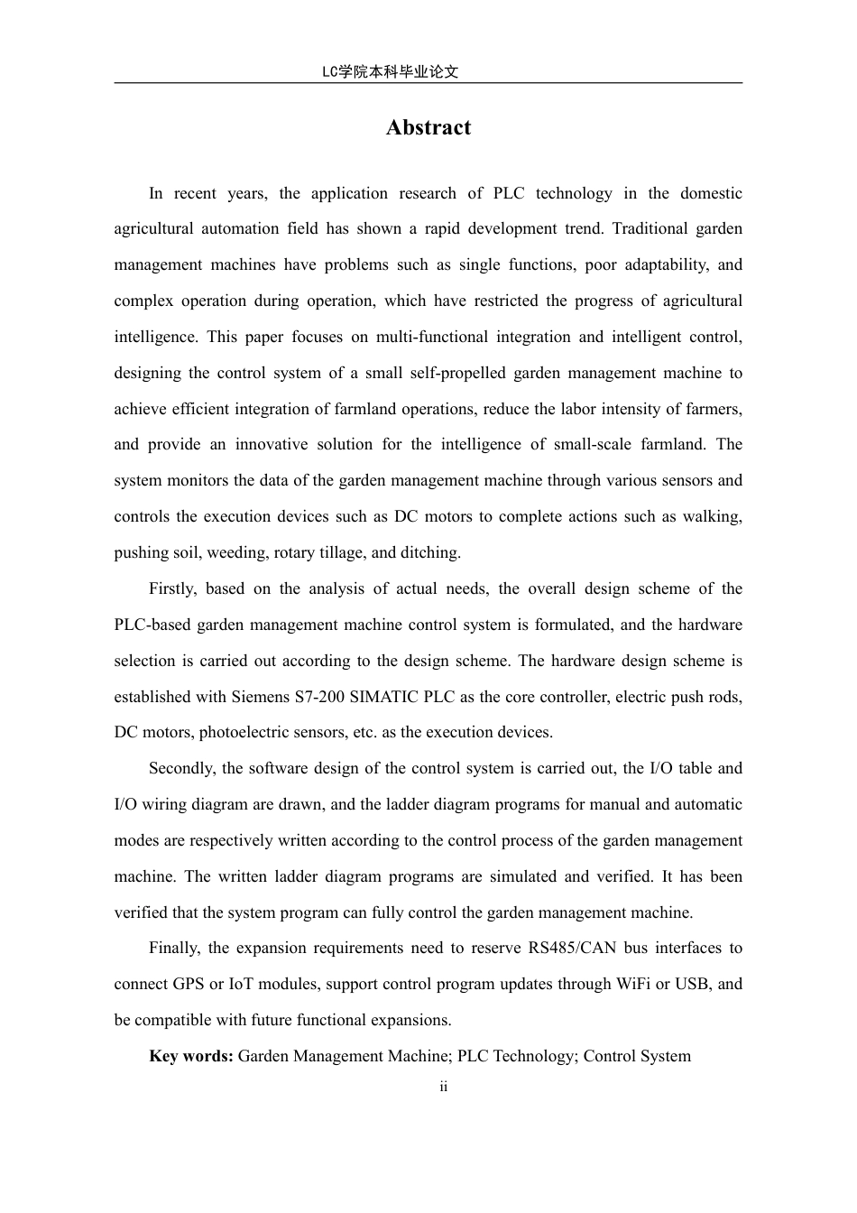 25年CH电气自动化 基于PLC的小型自走式田园管理机的控制系统设计-最终稿本科-约20671字符.pdf_第4页