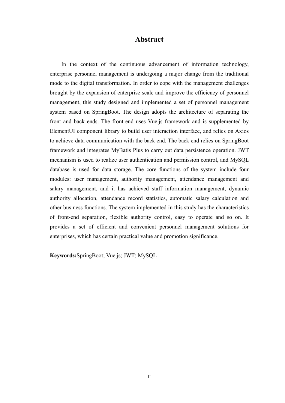 25年CH计算机科学与技术 基于springboot的人事管理系统的设计与实现最终-约19331字符.pdf_第2页