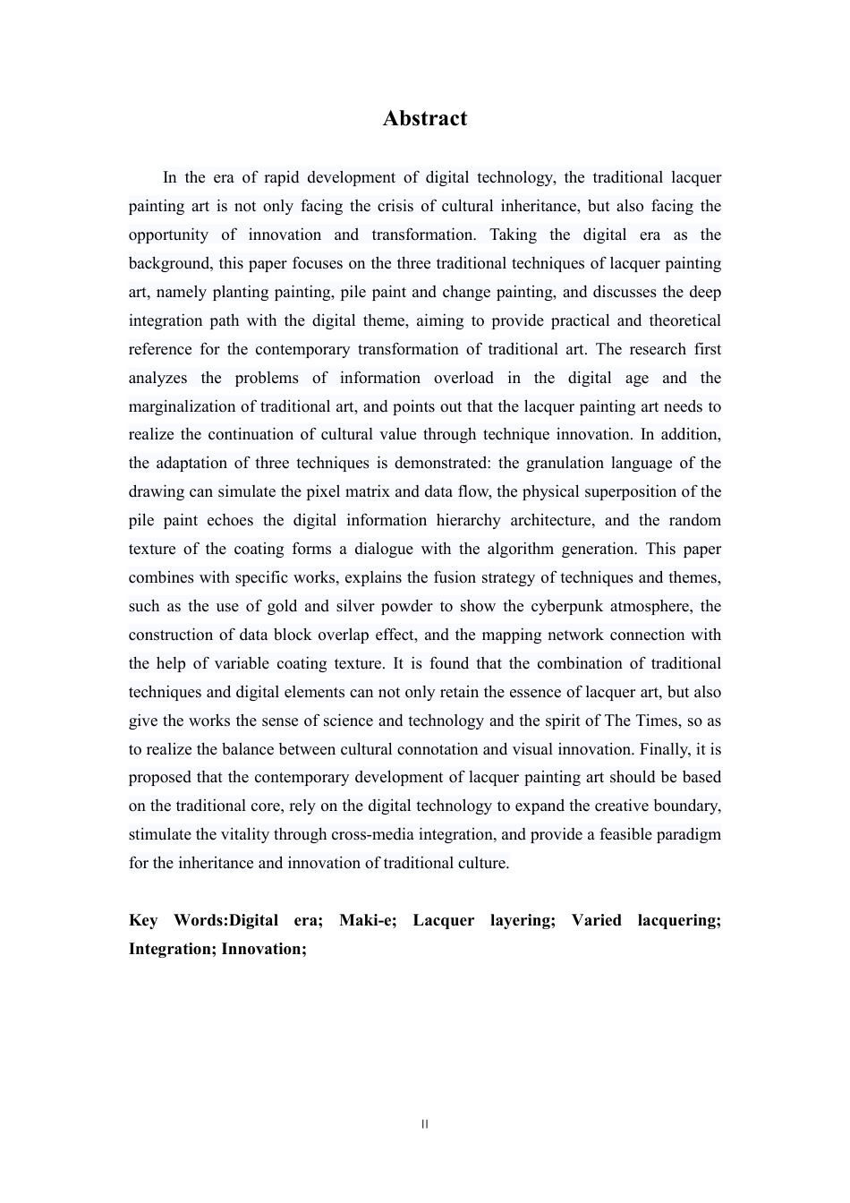 25年CH美术学 《数字时代》的心得体会-浅谈莳绘-堆漆和变涂技法在数字题材漆画中的有机融合最终-约8861字符.pdf_第2页