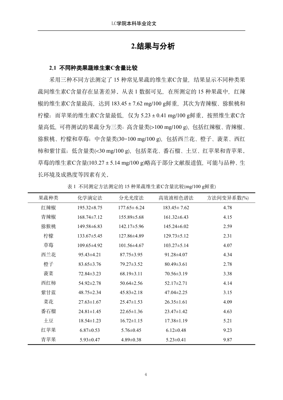 25年CH应用化学 果蔬中维C含量的测定及比较-最终稿-约9487字符.pdf_第7页