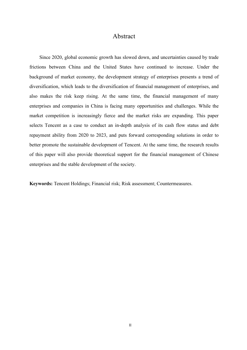 25年CH财务管理 哈尔滨剑桥学院-腾讯公司财务状况分析及应对策略研究-成教.pdf_第2页