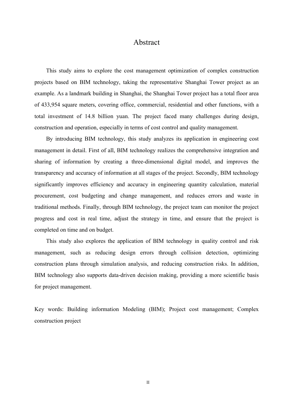 25年CH工程造价 基于BIM技术的复杂建筑工程造价管理优化研究-以上海中心大厦项目为例-成教-约12297字符.pdf_第2页