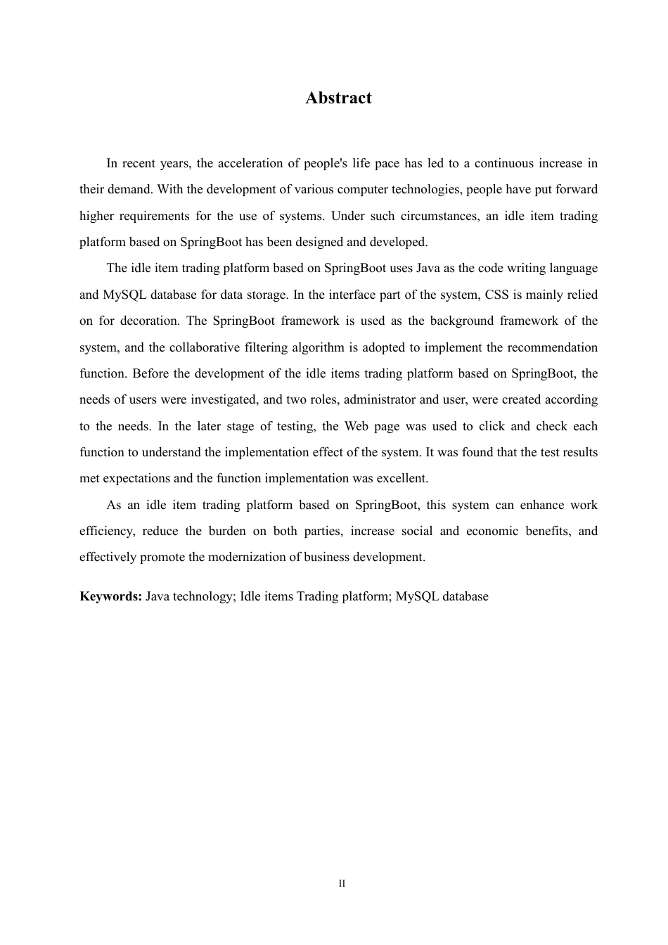 25年CH计算机科学与技术 基于SpringBoot的闲置物品交易平台设计与实现-约27972字符终稿.pdf_第2页