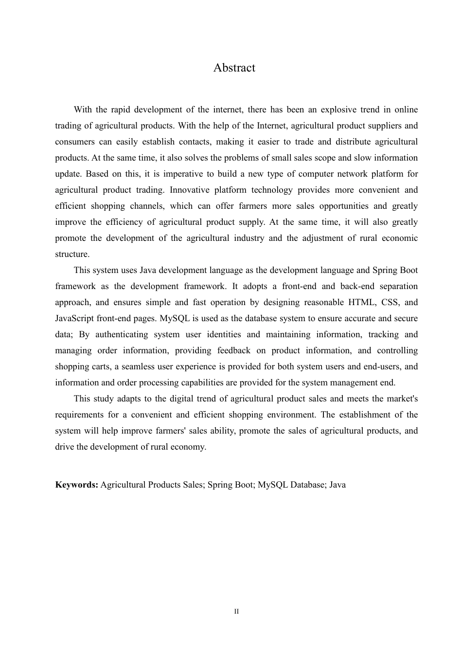 25年CH计算机科学与技术 基于Java的农产品销售系统设计与实现-约30104字符终稿.pdf_第2页