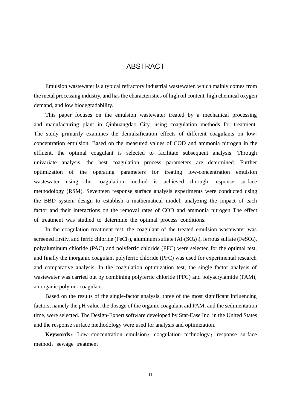 25年CH环境科学-低浓度乳化液废水混凝参数响应面优化研究最终稿-约16377字符.docx_第2页
