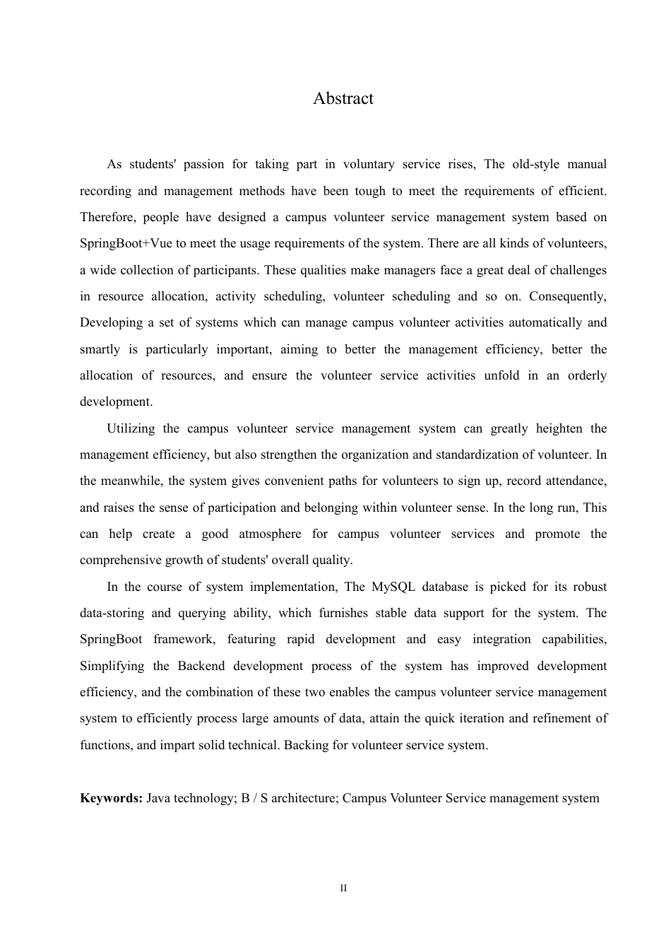 25年CH计算机科学与技术 基于SpringBoot-Vue的校园志愿服务管理系统设计与实现-约34870字符终稿.pdf_第2页