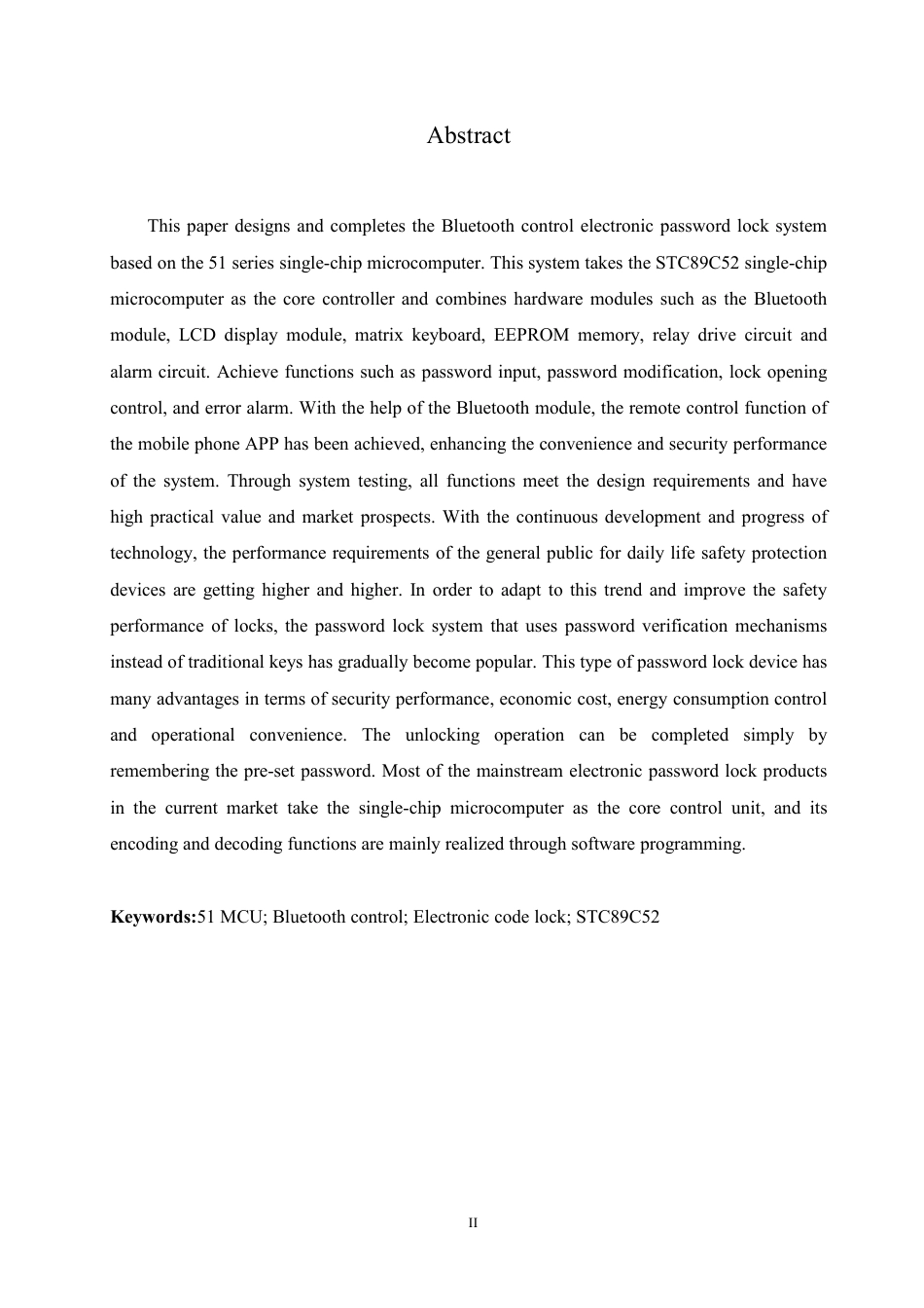 25年CH电子信息工程 51系列单片机蓝牙控制电子密码锁系统设计-约14362字符终稿.pdf_第2页