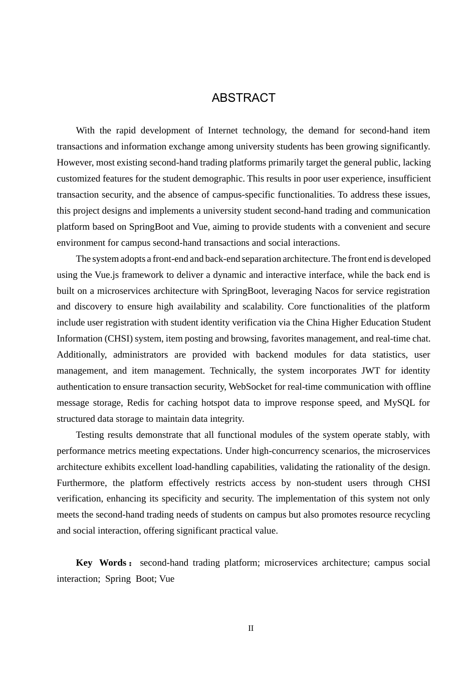 25年CH软件工程 基于SpringBoot和Vue的大学生转手与交流平台设计与实现最终稿-约25911字符.docx_第2页