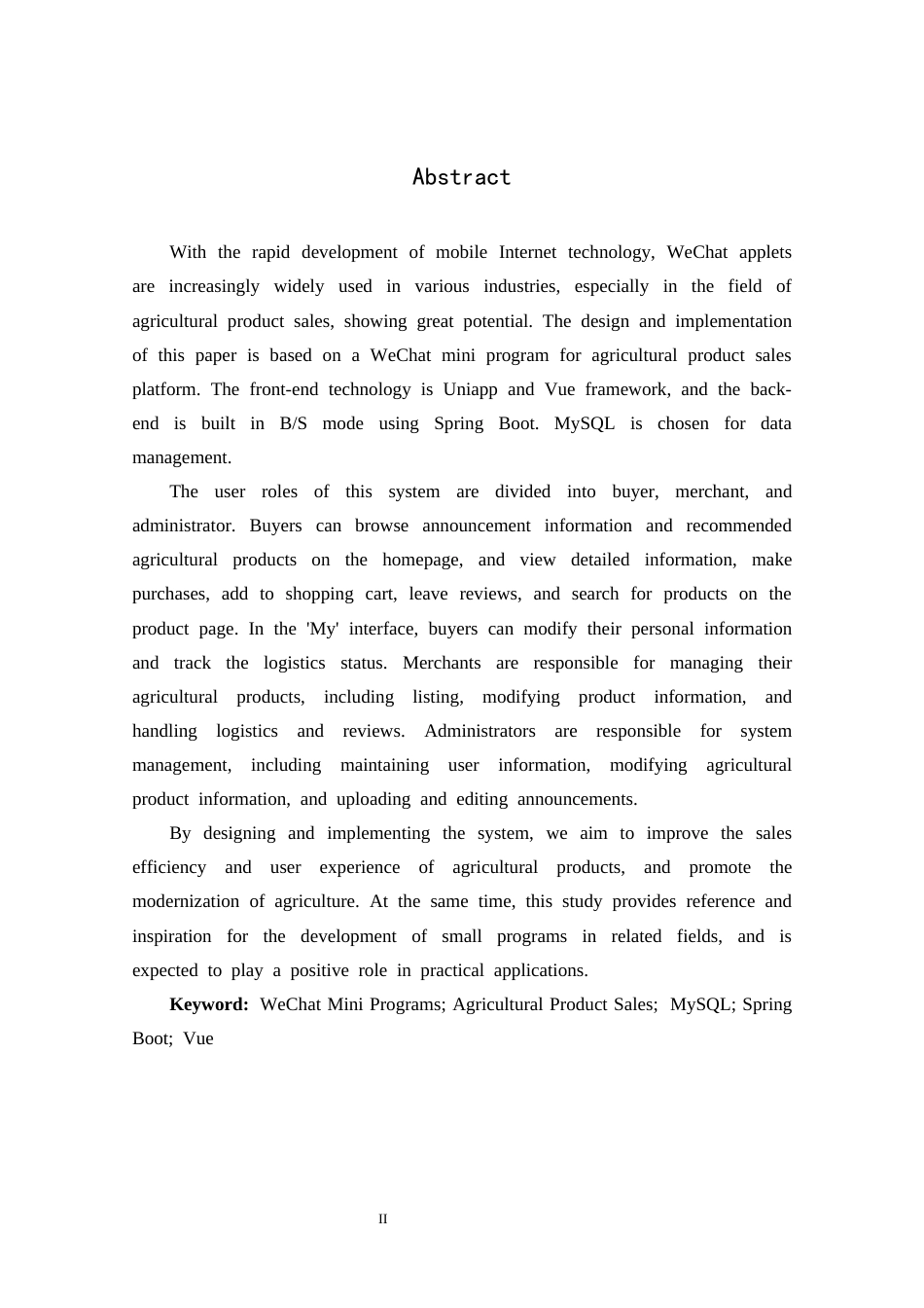 25年CH计算机科学-农产品销售微信小程序的设计与实现-docx-微信小程序;农产品销售;MySQL;SpringBoot;Vue终稿-约15487字符.docx_第2页