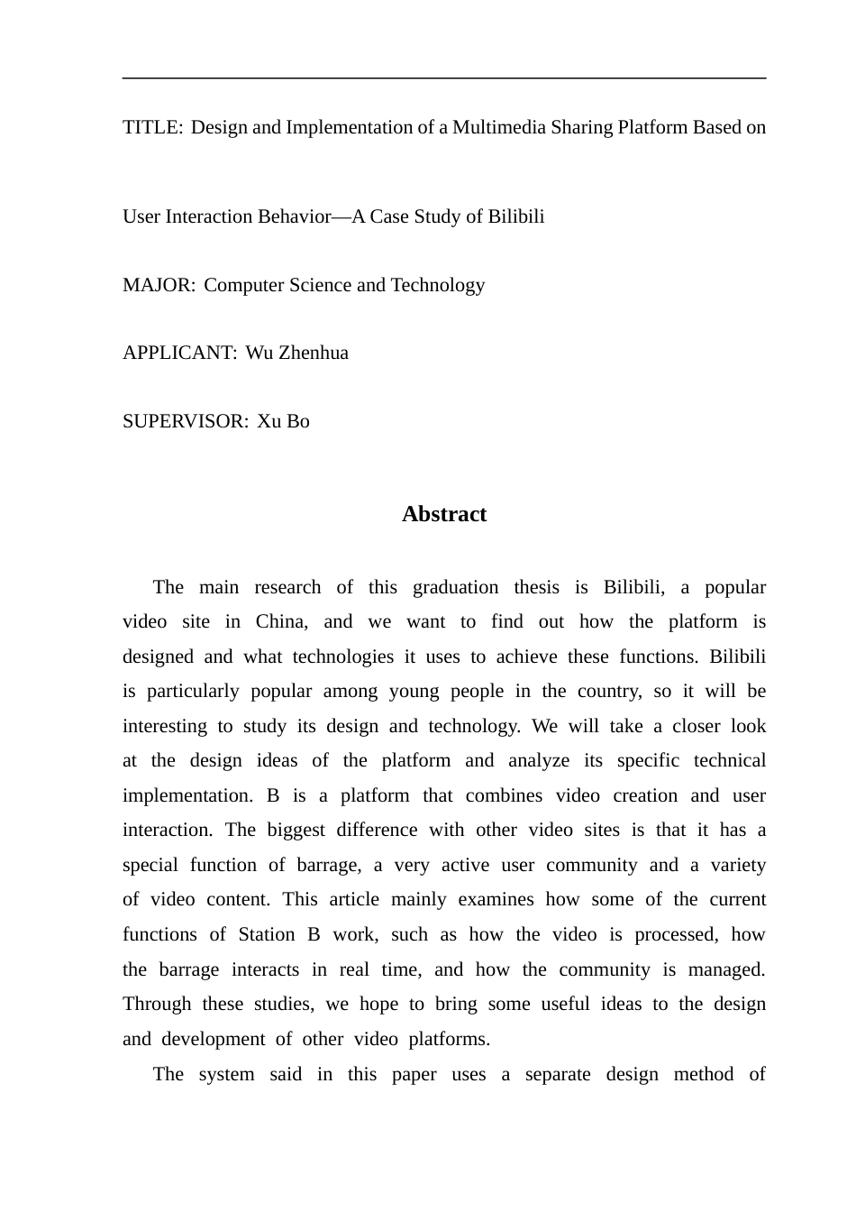 25年CH计算机科学 用户交互行为的视频分享平台设计与实现-哔哩哔哩；视频分享；弹幕终稿-约42409字符.docx_第2页
