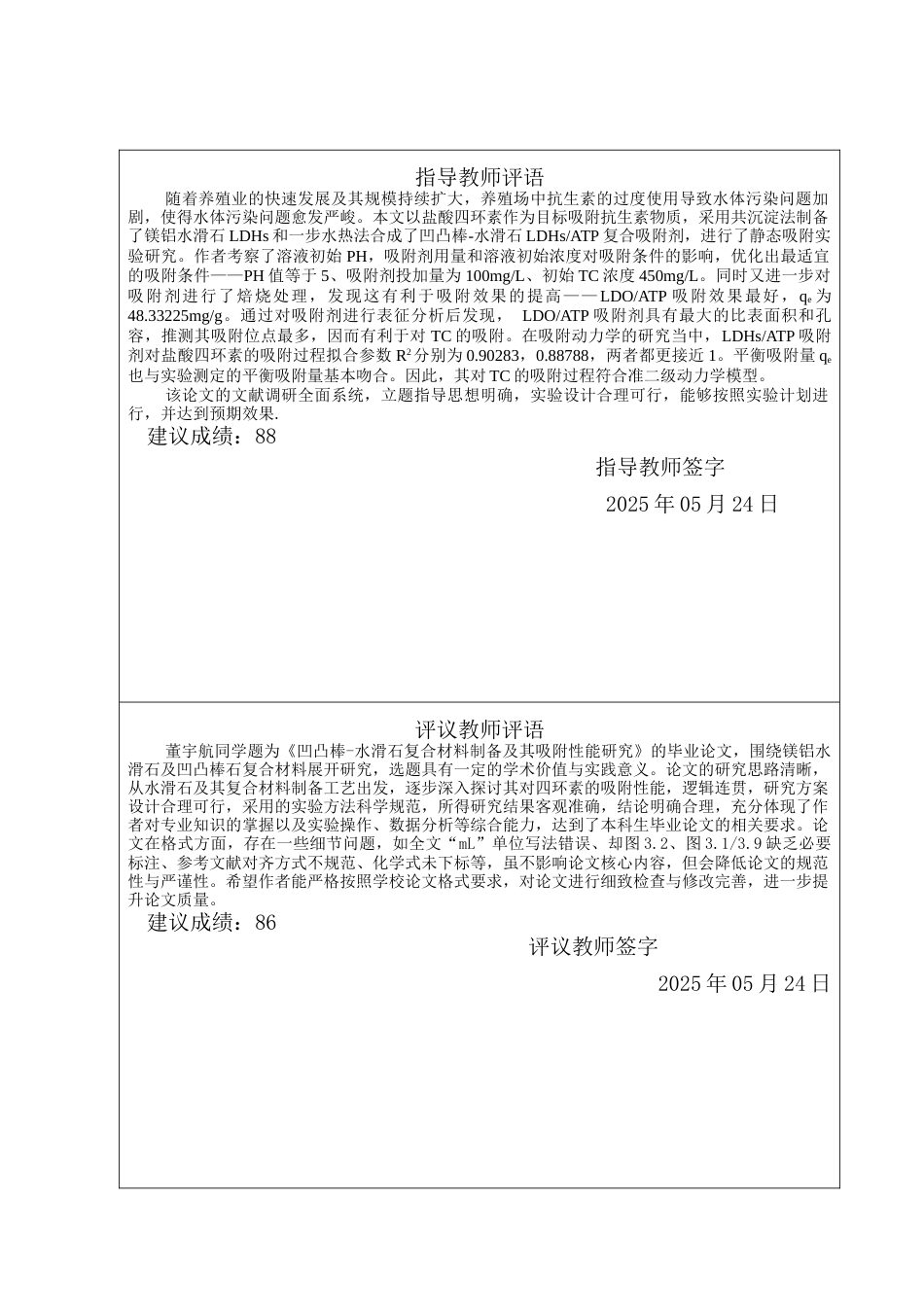 25年CH材料科学与工程专业-凹凸棒石-水滑石复合材料制备及其对盐酸四环素废水的吸附性能研究-约12655字符终稿.docx_第1页