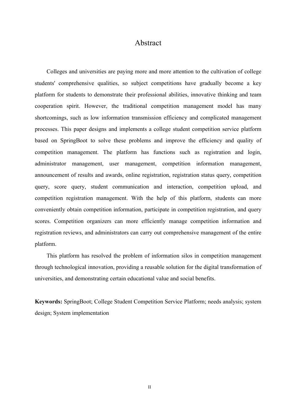 25年CH计算机科学与技术  基于SpringBoot的大学生竞赛服务平台设计与实现-约28412字符终稿.pdf_第2页