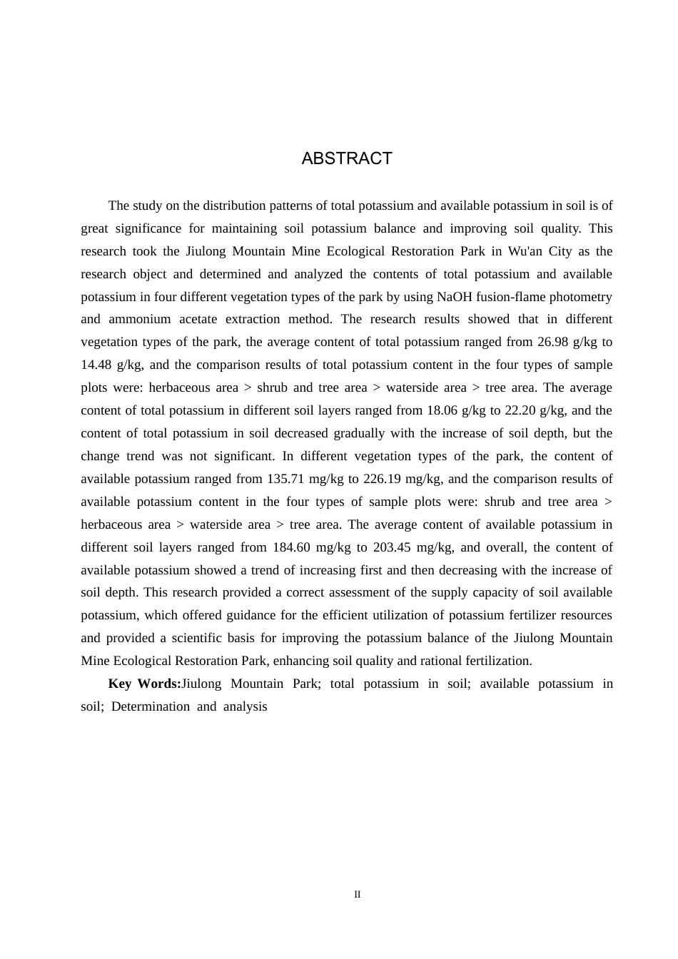 25年CH园林-九龙山矿山生态修复公园土壤全钾和速效钾的测定与分析终版-约14305字符.docx_第2页