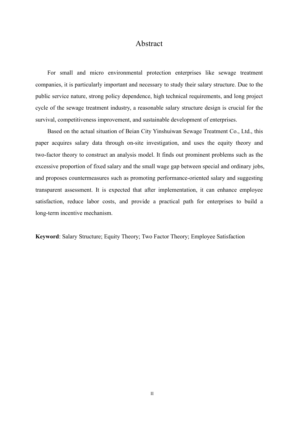 25年CH人力资源管理 银水湾污水处理公司工人薪酬管理问题分析-约16352字符.pdf_第2页