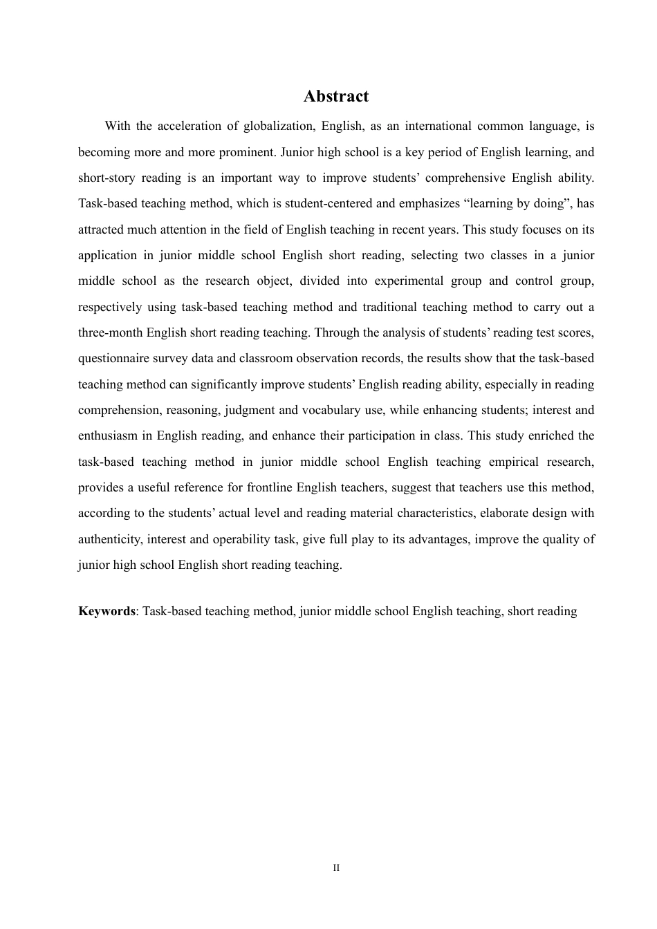 25年CH 任务型教学法在初中英语短篇阅读中的应用研究 -约63067字符.pdf_第3页
