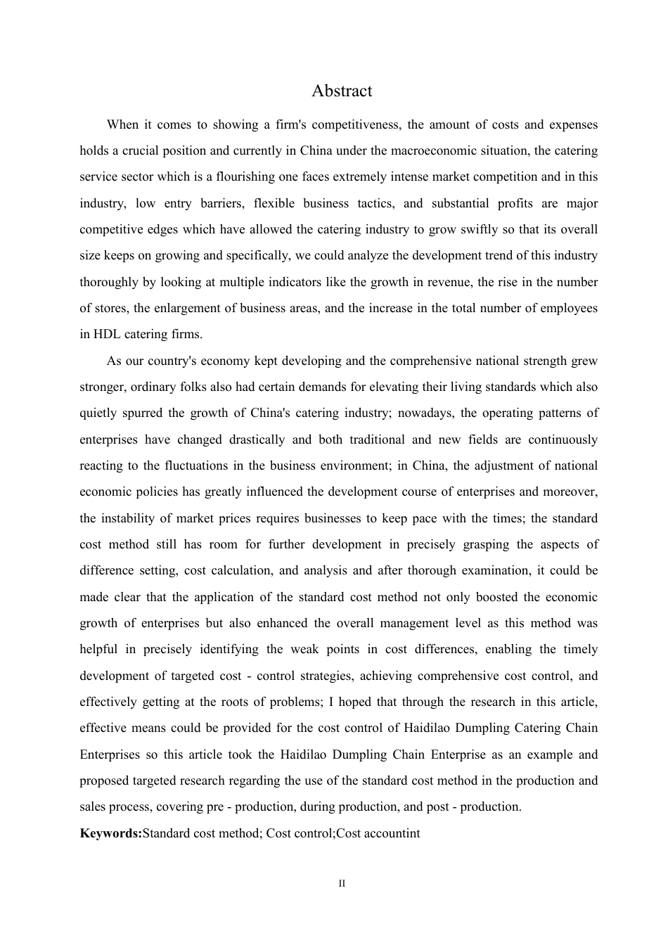 25年CH会计学 标准成本法在海底捞连锁餐饮中的应用pdf-约19047字符.pdf_第2页