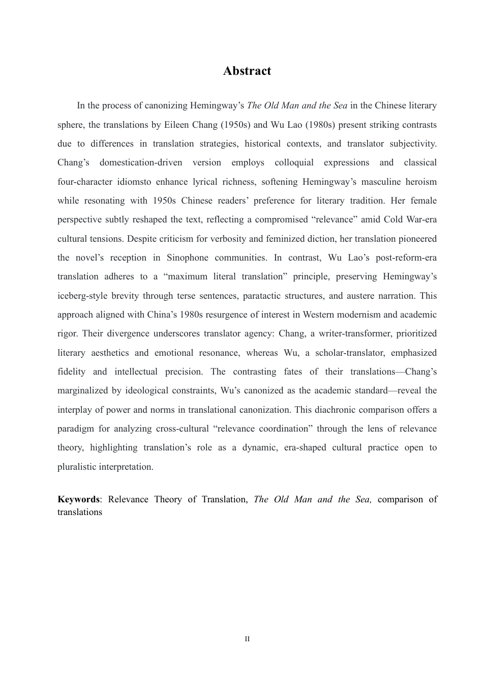 25年CH英语 关联翻译理论视角下《老人与海》译本的翻译对比研究-约42060字符.pdf_第3页