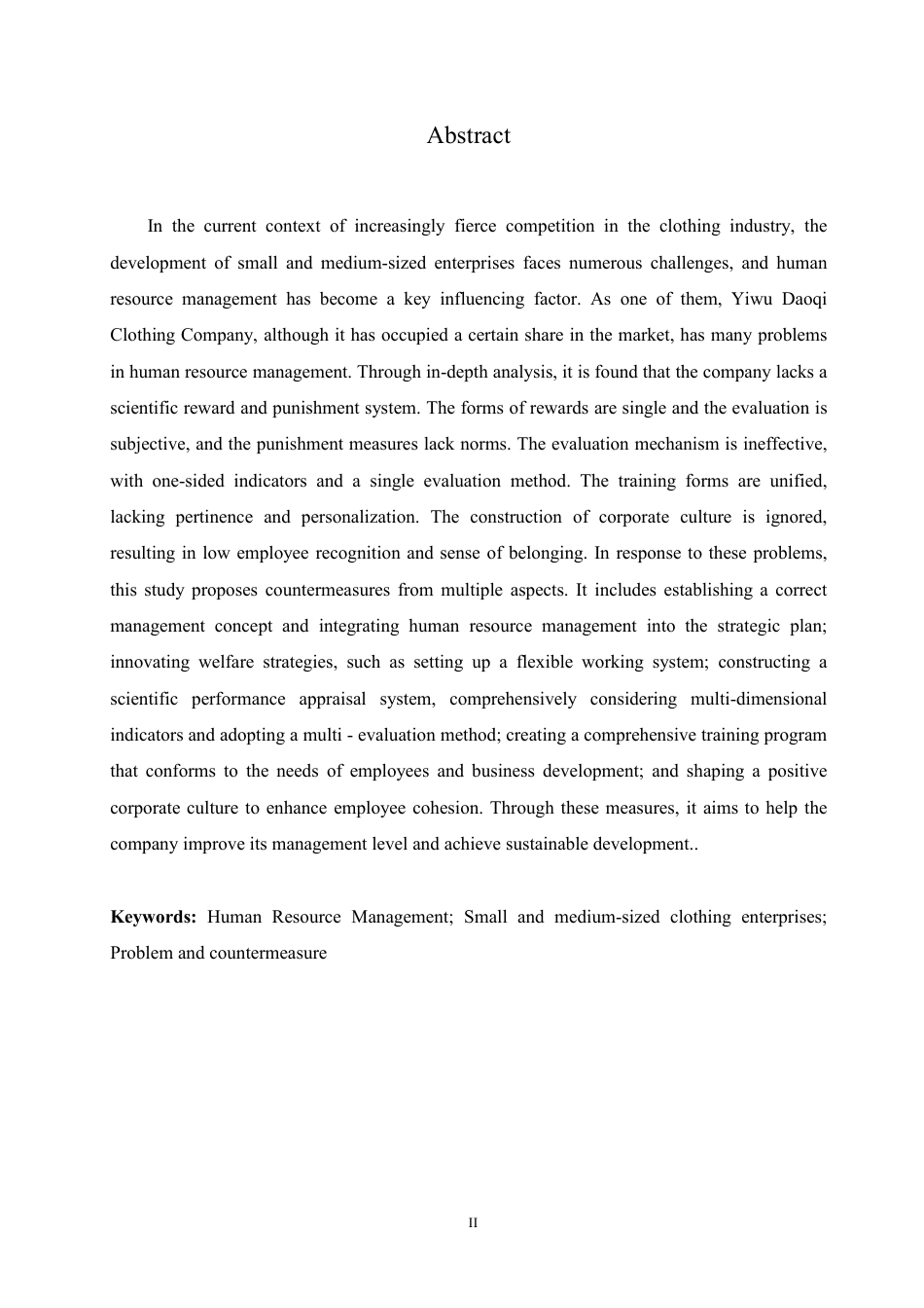 25年CH人力资源管理-义乌道琪服饰公司人力资源管理问题及对策研究-约10982字符.pdf_第3页