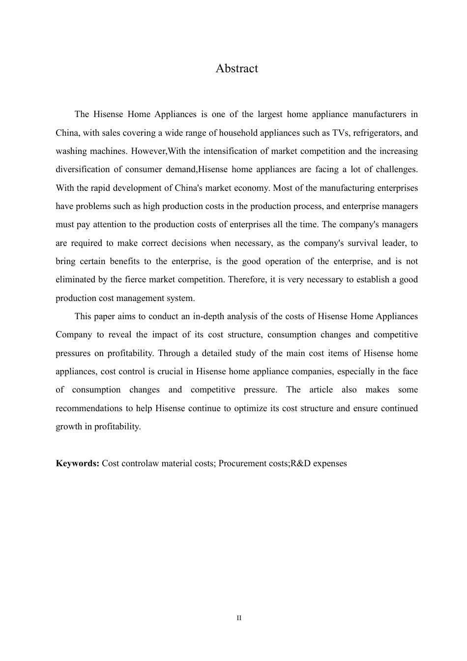 25年CH财务管理 海信家电成本控制问题分析-约17932字符.pdf_第2页