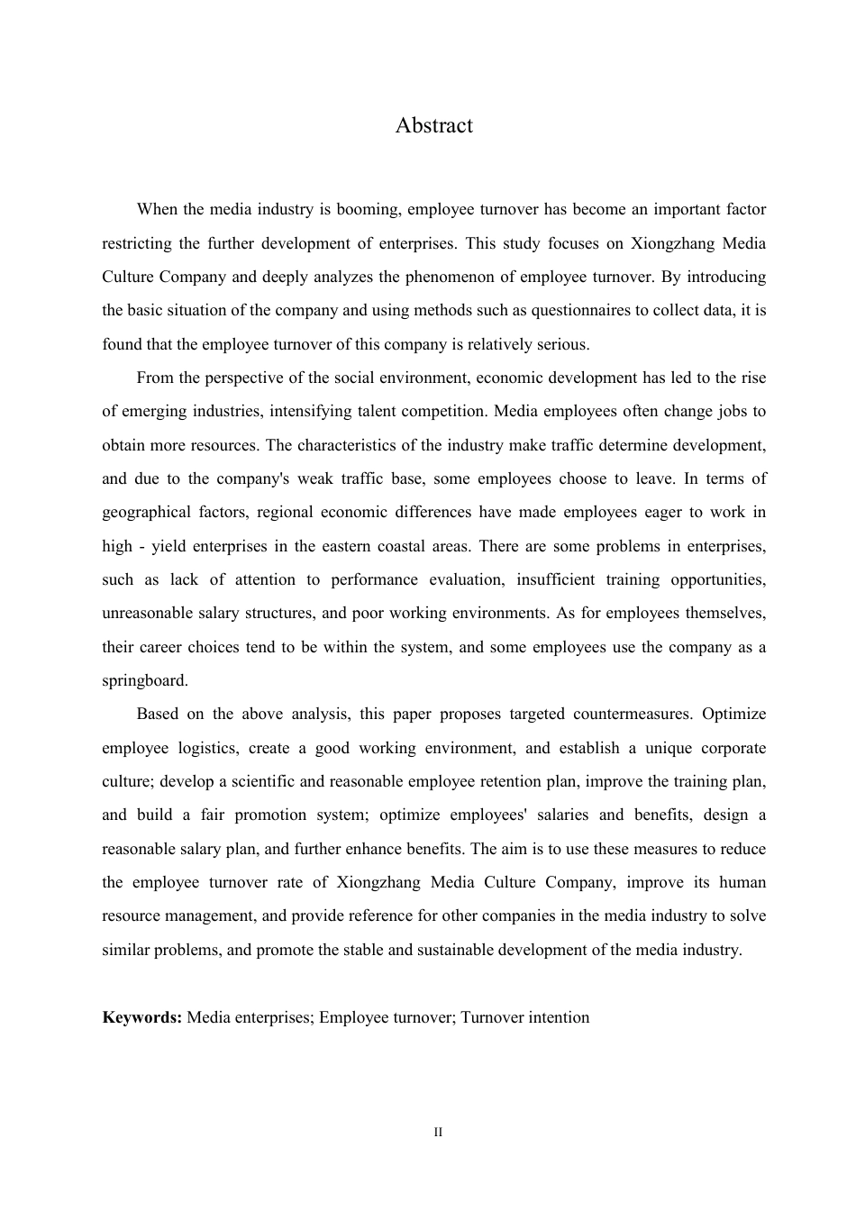 25年CH人力资源管理-熊掌文化传媒公司员工流失问题分析-约13483字符.pdf_第2页
