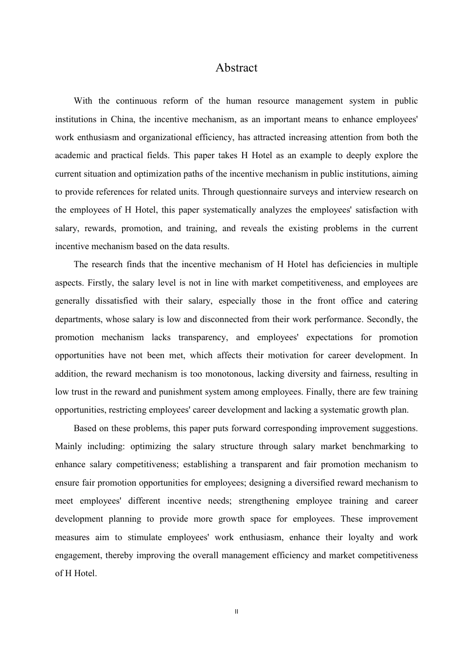 25年CH人力资源管理-事业单位人力管理中激励机制的重要性研究——以H饭店为例-约15532字符.pdf_第2页