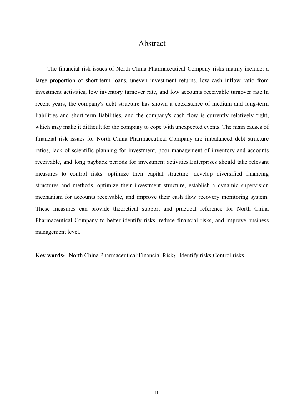 25年CH会计学 企业财务风险问题及对策分析——以华北制药公司为例-约13261字符.pdf_第2页