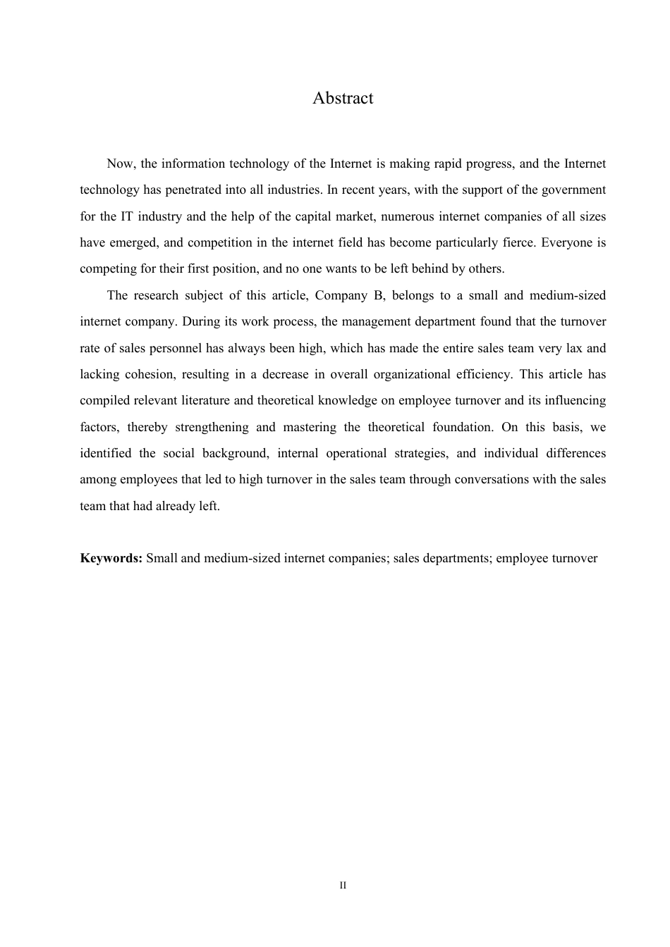 25年CH人力资源管理-B公司销售人员流失原因及对策研究-约11147字符.pdf_第2页