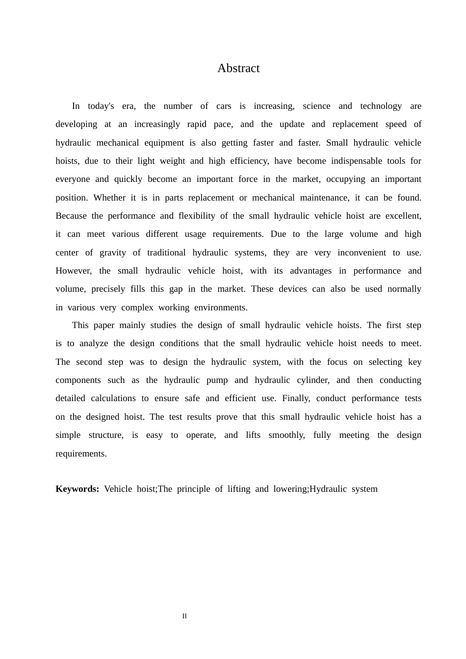 25年CH汽车服务工程 小型液压车辆提升机设计-约13933字符.docx_第2页