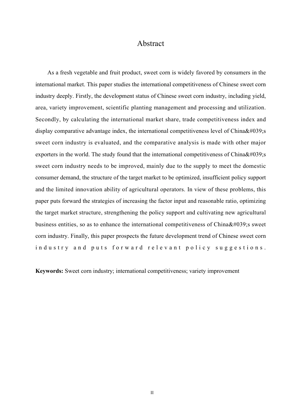 25年CH国际经济与贸易 中国甜玉米产业国际竞争力研究-约12687字符.pdf_第2页